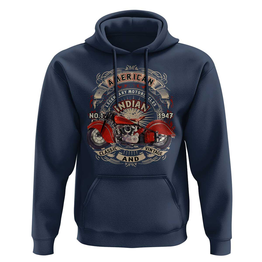 Native American Rider Hoodie American Indian Legendary Motorcycle Vintage Biker TS11 Navy Print Your Wear