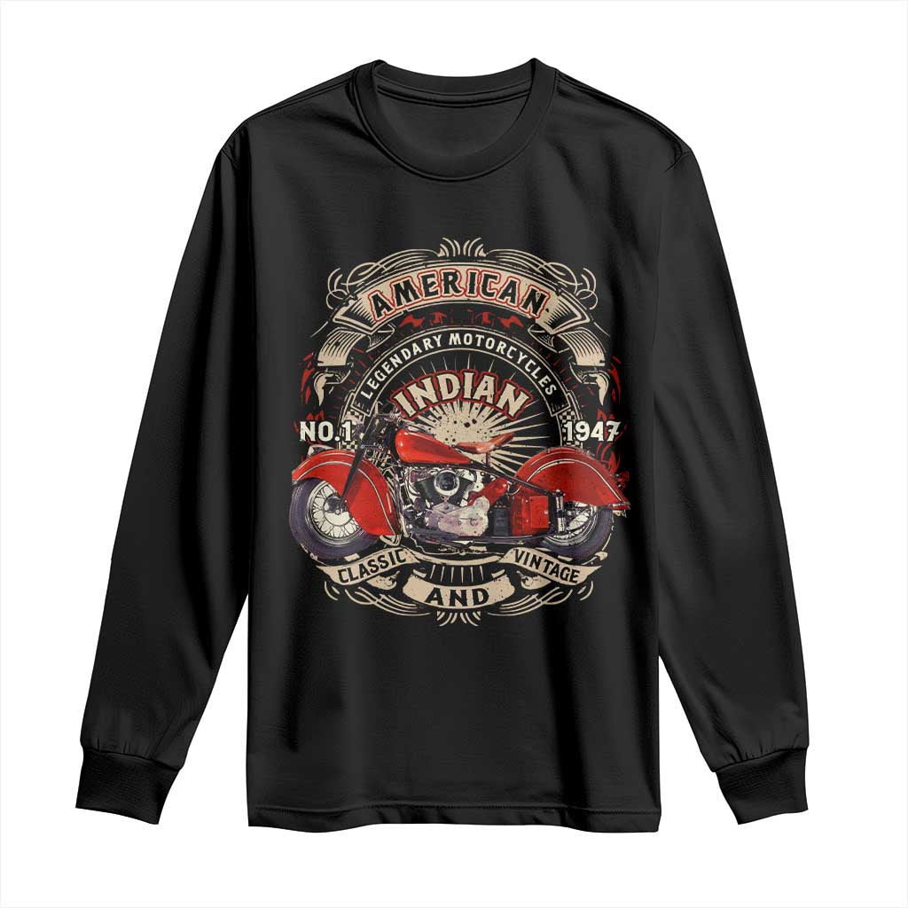Native American Rider Long Sleeve Shirt American Indian Legendary Motorcycle Vintage Biker TS11 Black Print Your Wear