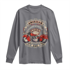 Native American Rider Long Sleeve Shirt American Indian Legendary Motorcycle Vintage Biker TS11 Charcoal Print Your Wear