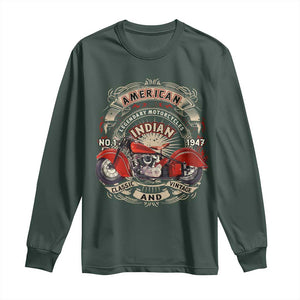Native American Rider Long Sleeve Shirt American Indian Legendary Motorcycle Vintage Biker TS11 Dark Forest Green Print Your Wear