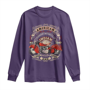 Native American Rider Long Sleeve Shirt American Indian Legendary Motorcycle Vintage Biker TS11 Purple Print Your Wear