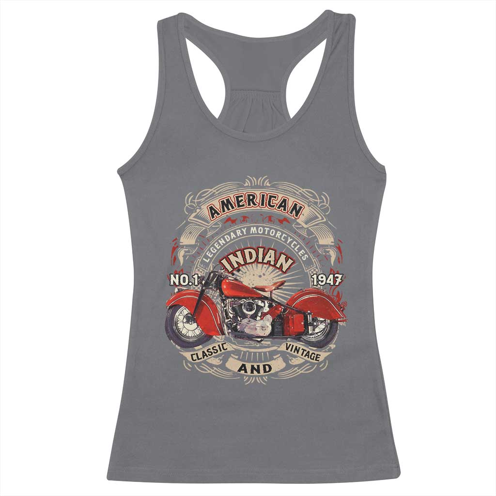 Native American Rider Racerback Tank Top American Indian Legendary Motorcycle Vintage Biker TS11 Charcoal Print Your Wear