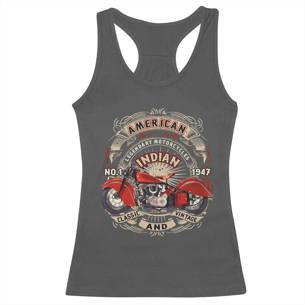 Native American Rider Racerback Tank Top American Indian Legendary Motorcycle Vintage Biker TS11 Dark Heather Print Your Wear