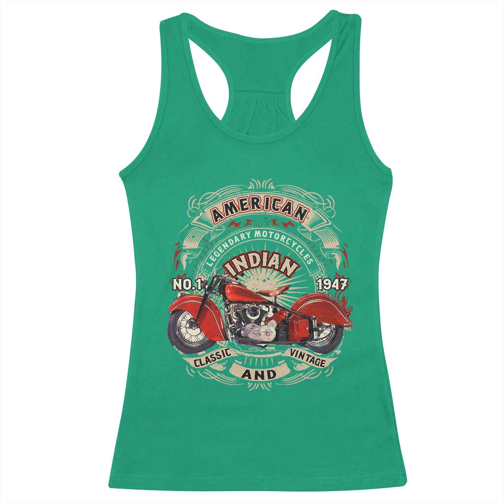 Native American Rider Racerback Tank Top American Indian Legendary Motorcycle Vintage Biker TS11 Irish Green Print Your Wear