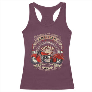 Native American Rider Racerback Tank Top American Indian Legendary Motorcycle Vintage Biker TS11 Maroon Print Your Wear