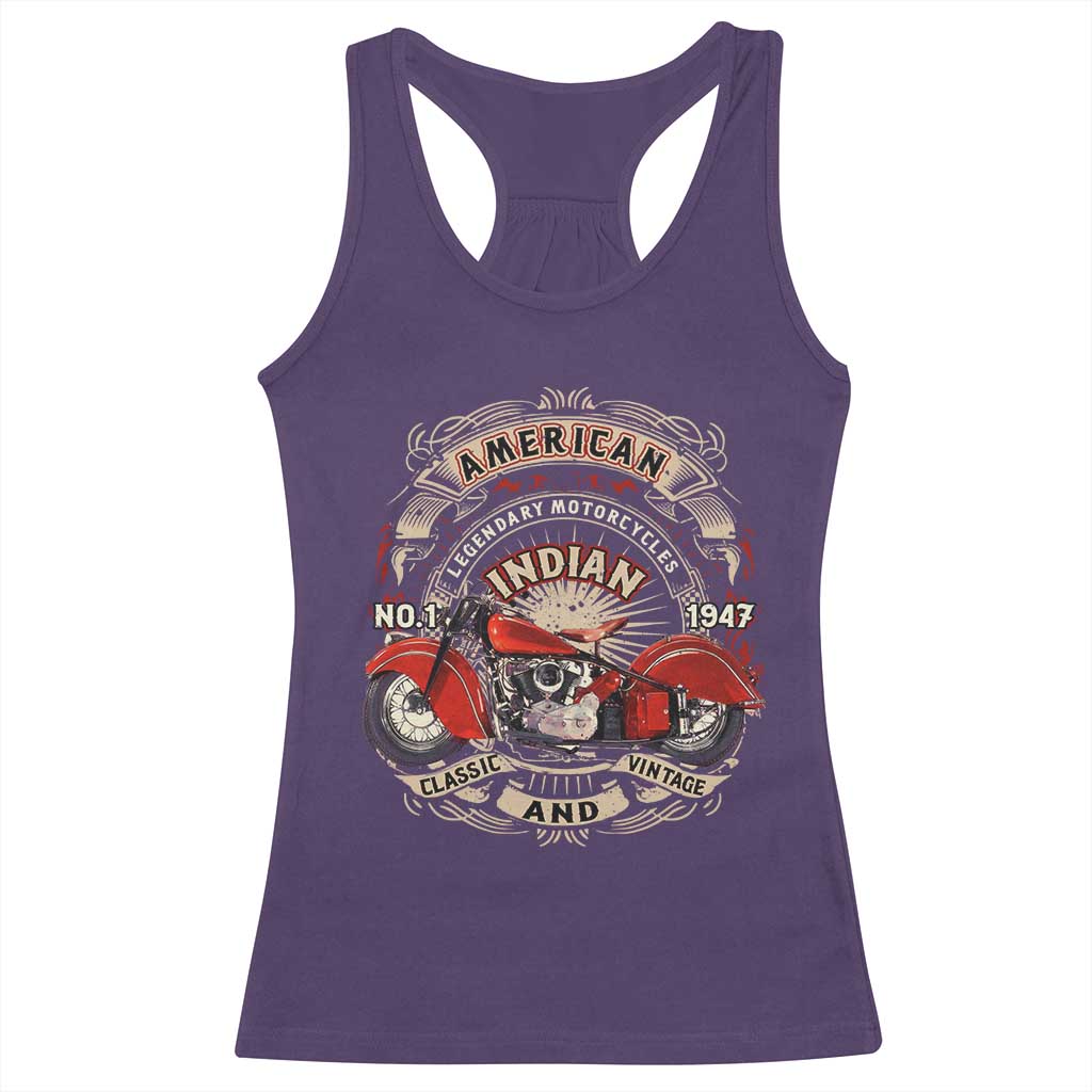 Native American Rider Racerback Tank Top American Indian Legendary Motorcycle Vintage Biker TS11 Purple Print Your Wear