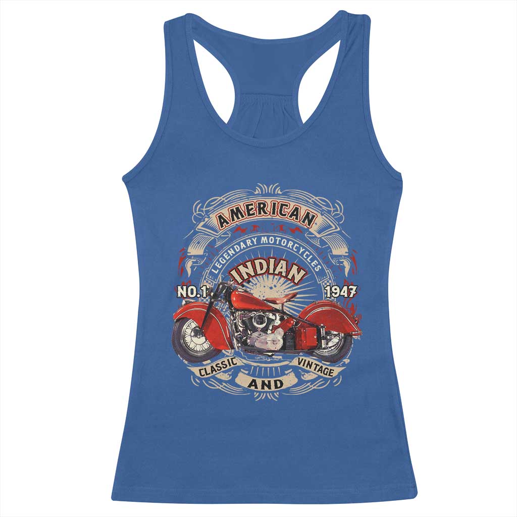 Native American Rider Racerback Tank Top American Indian Legendary Motorcycle Vintage Biker TS11 Royal Blue Print Your Wear