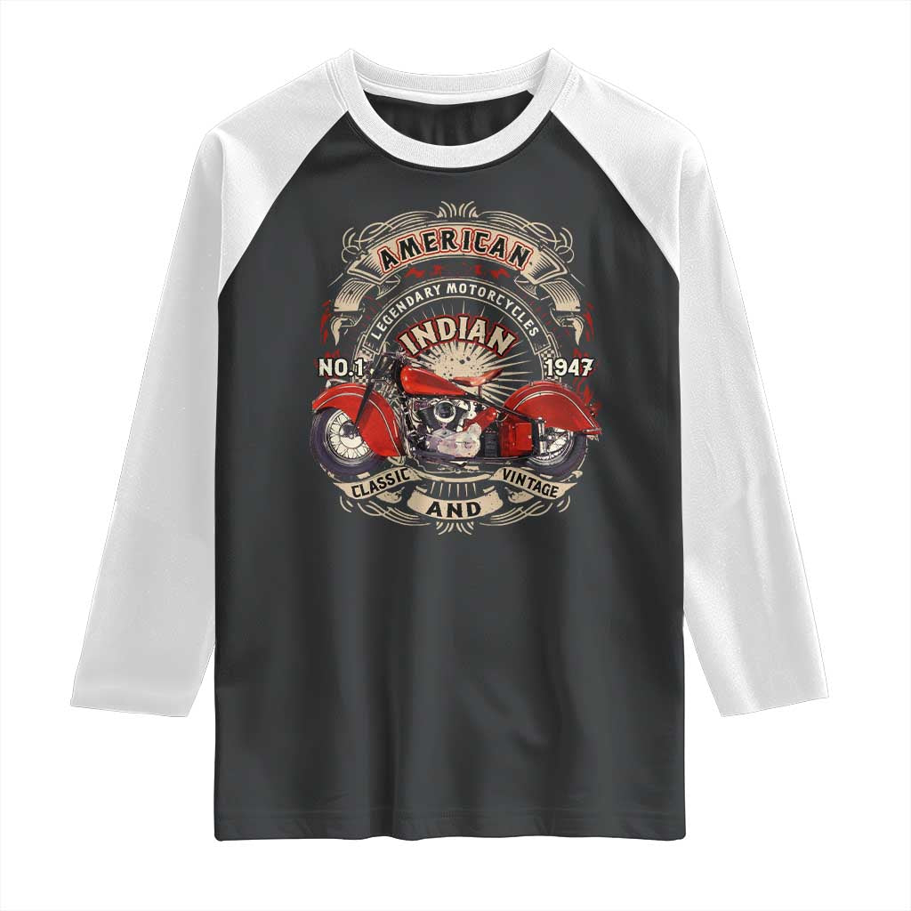 Native American Rider Raglan Shirt American Indian Legendary Motorcycle Vintage Biker TS11 Black White Print Your Wear