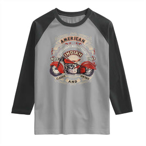 Native American Rider Raglan Shirt American Indian Legendary Motorcycle Vintage Biker TS11 Sport Gray Black Print Your Wear