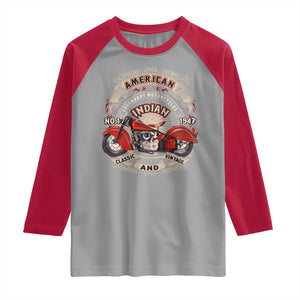 Native American Rider Raglan Shirt American Indian Legendary Motorcycle Vintage Biker TS11 Sport Gray Red Print Your Wear