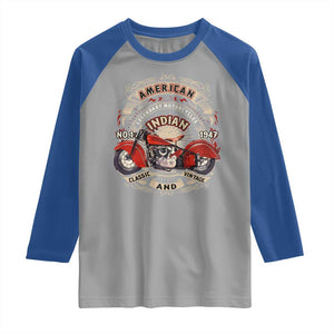Native American Rider Raglan Shirt American Indian Legendary Motorcycle Vintage Biker TS11 Sport Gray Royal Print Your Wear