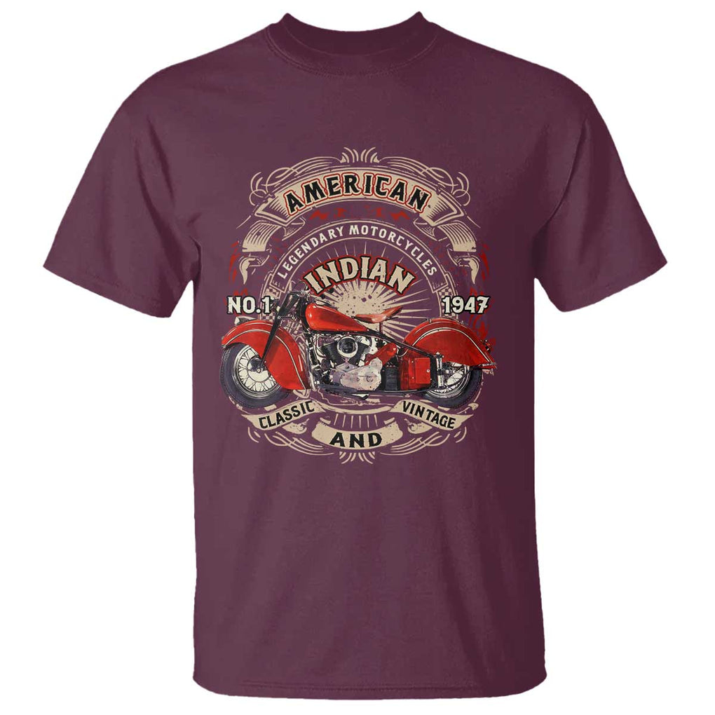 Native American Rider T Shirt American Indian Legendary Motorcycle Vintage Biker TS11 Maroon Print Your Wear