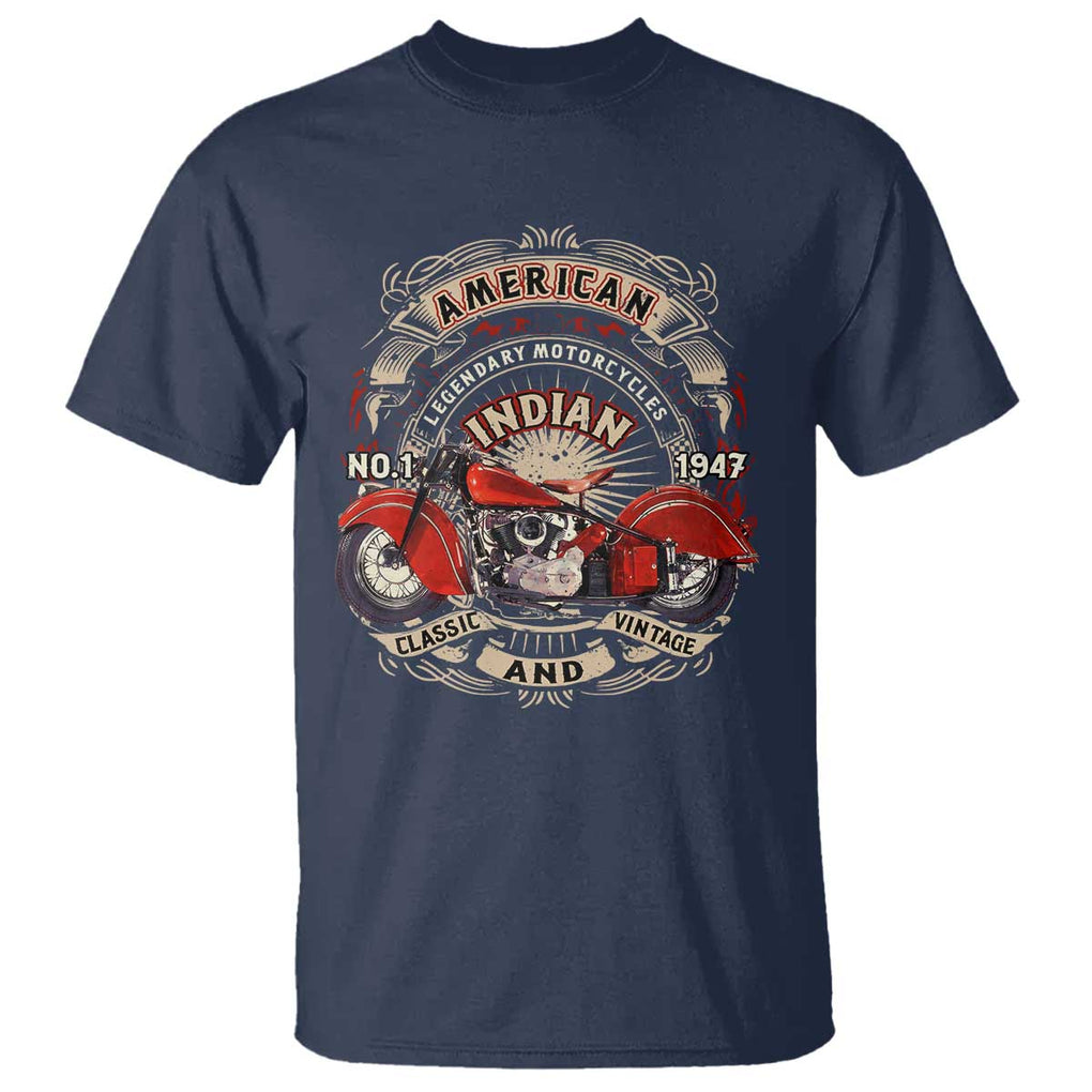 Native American Rider T Shirt American Indian Legendary Motorcycle Vintage Biker TS11 Navy Print Your Wear