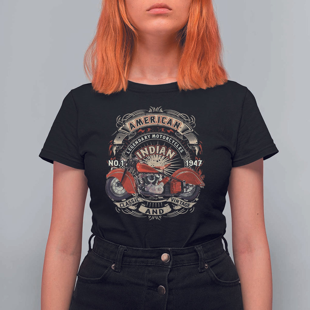 Native American Rider T Shirt For Women American Indian Legendary Motorcycle Vintage Biker TS11 Black Print Your Wear
