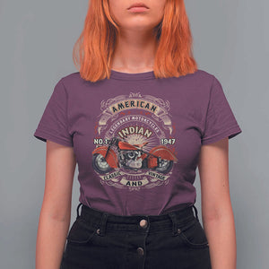 Native American Rider T Shirt For Women American Indian Legendary Motorcycle Vintage Biker TS11 Maroon Print Your Wear