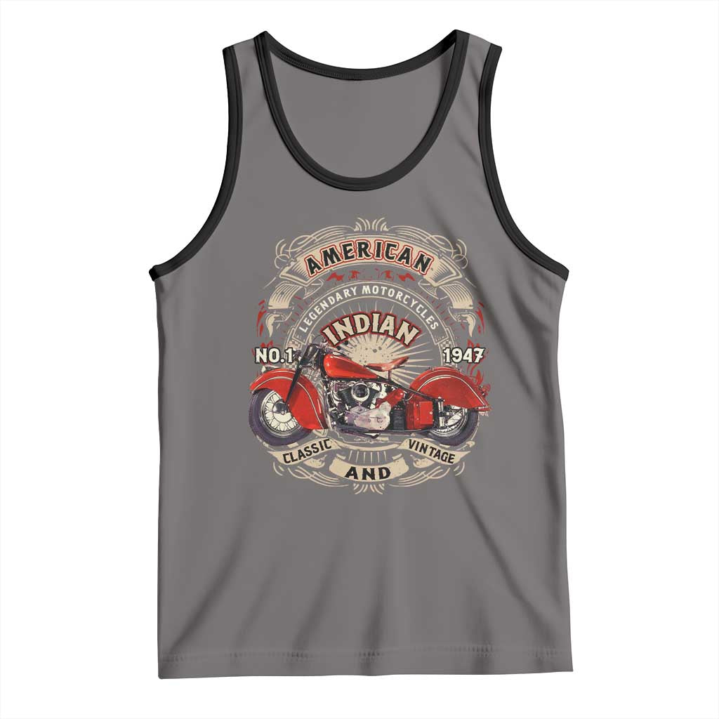Native American Rider Tank Top American Indian Legendary Motorcycle Vintage Biker TS11 Deep Heather Black Print Your Wear