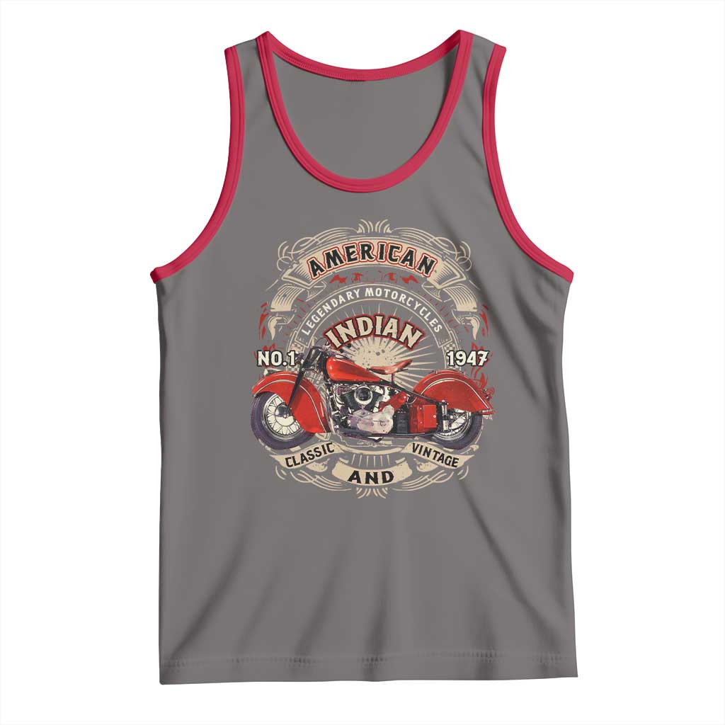 Native American Rider Tank Top American Indian Legendary Motorcycle Vintage Biker TS11 Deep Heather Red Print Your Wear
