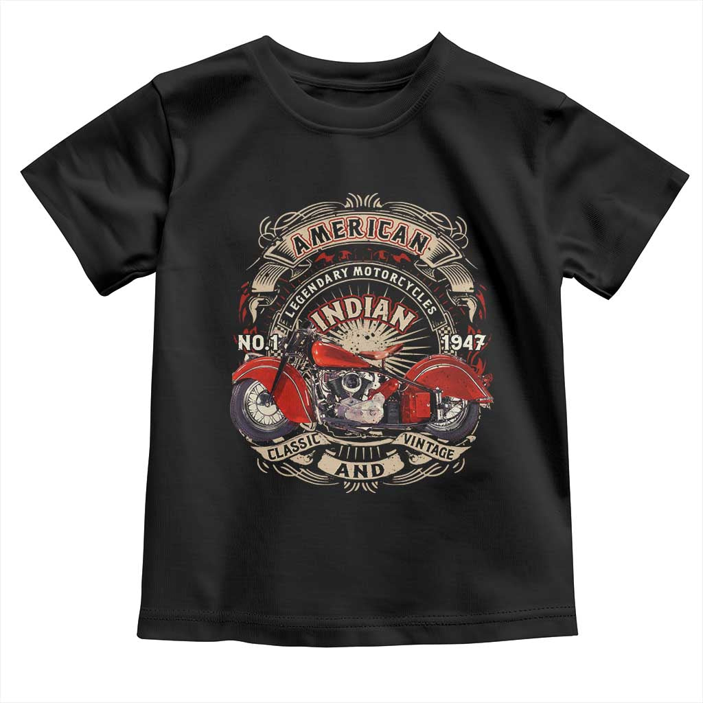 Native American Rider Toddler T Shirt American Indian Legendary Motorcycle Vintage Biker TS11 Black Print Your Wear