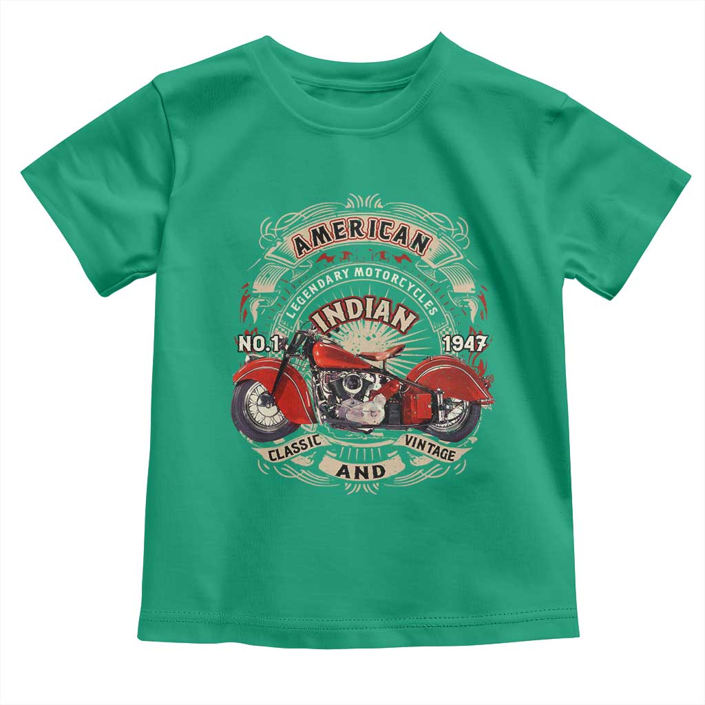 Native American Rider Toddler T Shirt American Indian Legendary Motorcycle Vintage Biker TS11 Irish Green Print Your Wear