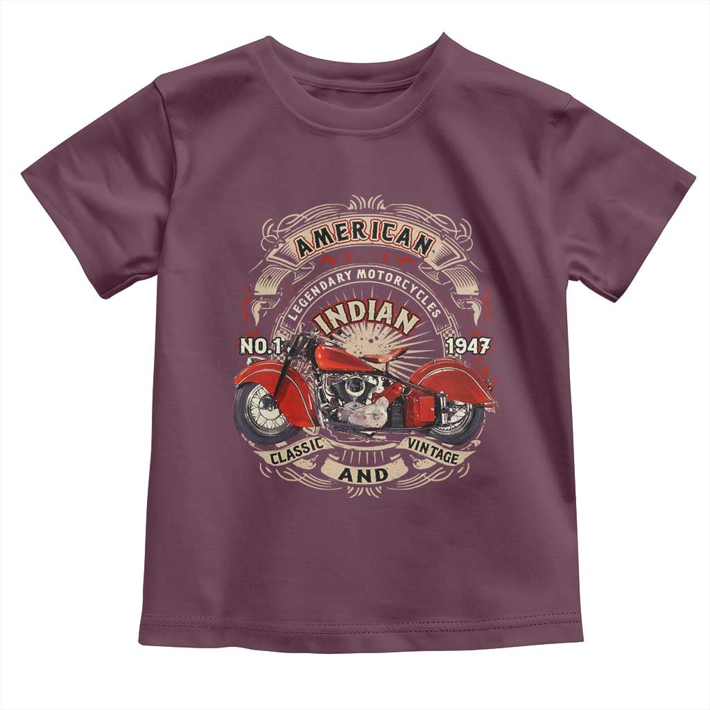 Native American Rider Toddler T Shirt American Indian Legendary Motorcycle Vintage Biker TS11 Maroon Print Your Wear