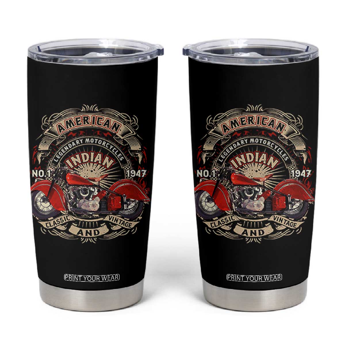 Native American Rider Tumbler Cup American Indian Legendary Motorcycle Vintage Biker TS11 Black Print Your Wear