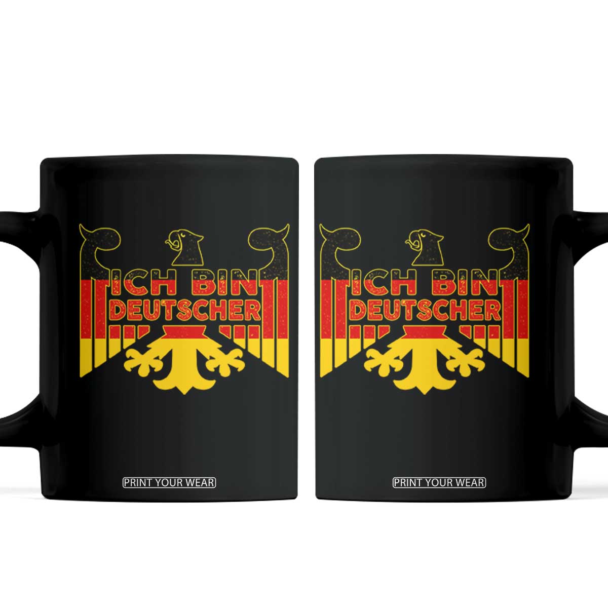 Proud Germany Coffee Mug Ich Bin Deutscher Bundesadler Coat of Arms TS11 Black Print Your Wear