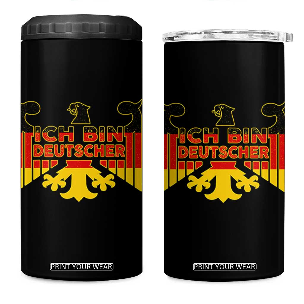 Proud Germany 4 in 1 Can Cooler Tumbler Ich Bin Deutscher Bundesadler Coat of Arms TS11 One Size: 16 oz Black Print Your Wear