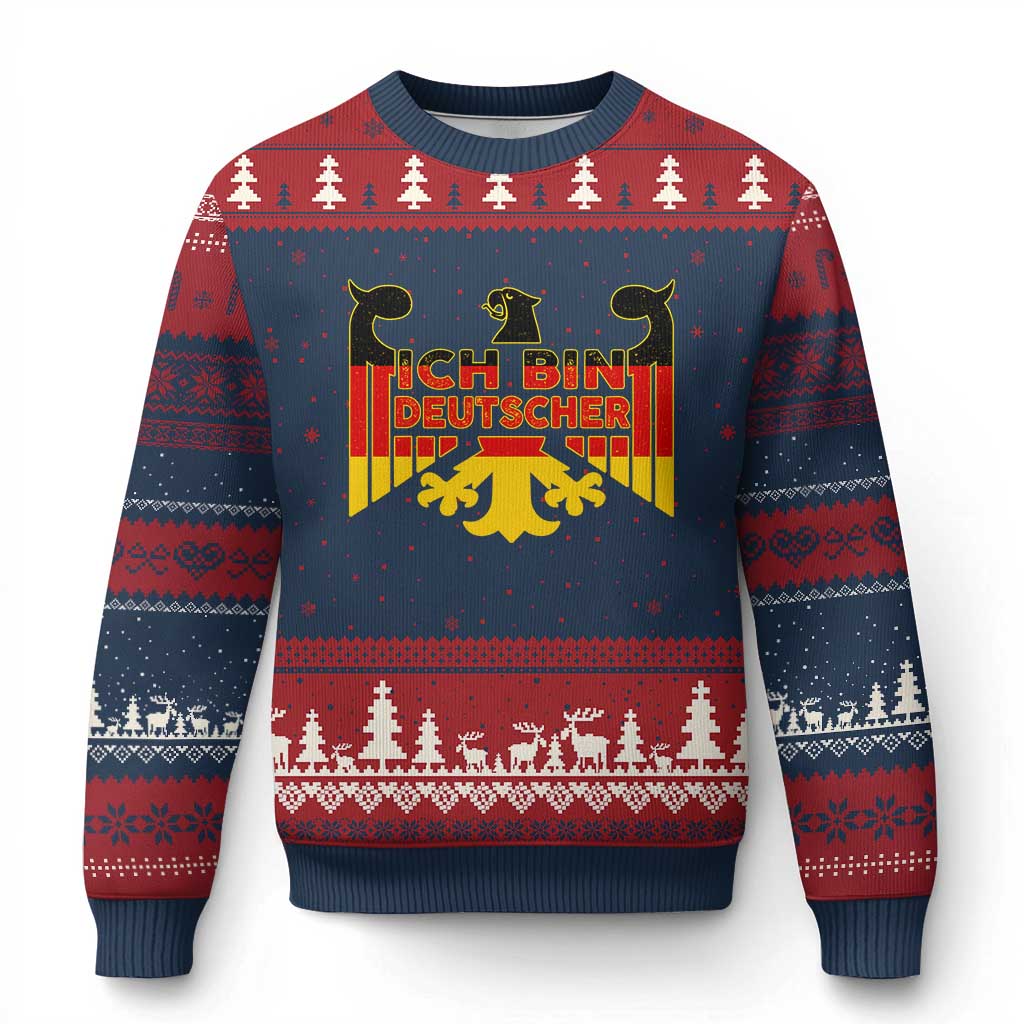 Proud Germany Ugly Christmas Sweater Ich Bin Deutscher Bundesadler Coat of Arms TS11 Navy Red Print Your Wear