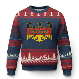 Proud Germany Ugly Christmas Sweater Ich Bin Deutscher Bundesadler Coat of Arms TS11 Navy Red Print Your Wear