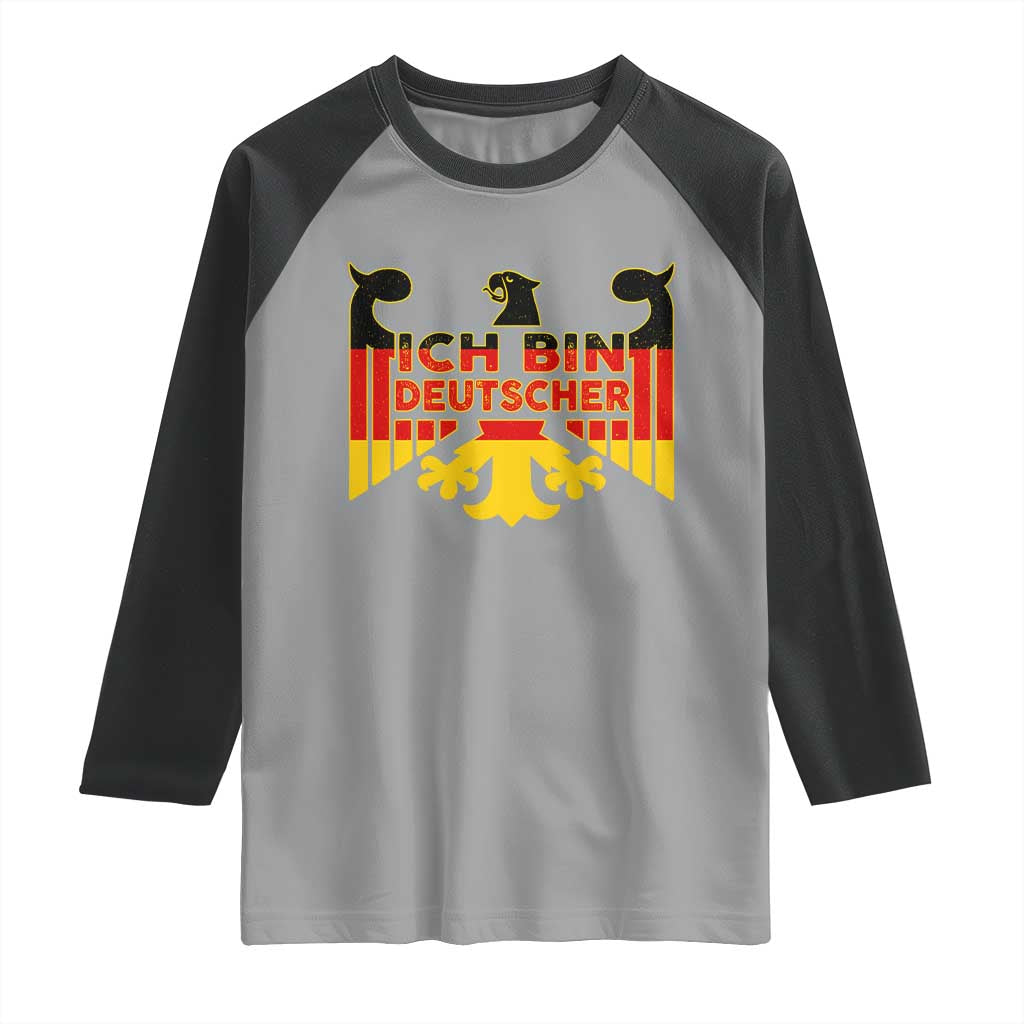 Proud Germany Raglan Shirt Ich Bin Deutscher Bundesadler Coat of Arms TS11 Sport Gray Black Print Your Wear
