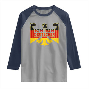 Proud Germany Raglan Shirt Ich Bin Deutscher Bundesadler Coat of Arms TS11 Sport Gray Navy Print Your Wear
