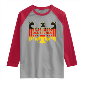 Proud Germany Raglan Shirt Ich Bin Deutscher Bundesadler Coat of Arms TS11 Sport Gray Red Print Your Wear