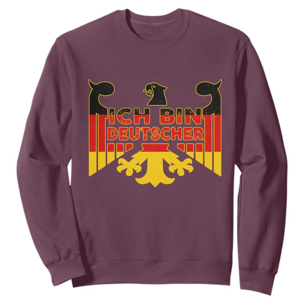 Proud Germany Sweatshirt Ich Bin Deutscher Bundesadler Coat of Arms TS11 Maroon Print Your Wear