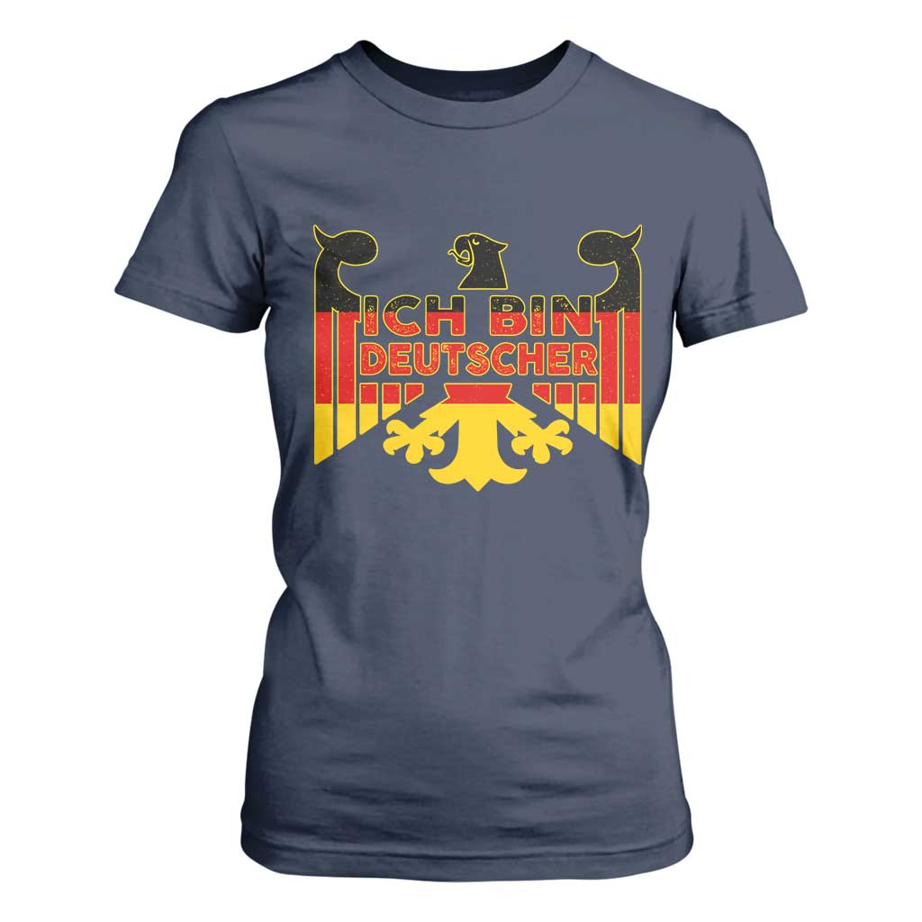 Proud Germany T Shirt For Women Ich Bin Deutscher Bundesadler Coat of Arms TS11 Navy Print Your Wear