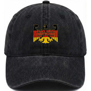 Proud Germany Washed Cotton Baseball Cap Ich Bin Deutscher Bundesadler Coat of Arms TS11 Print Your Wear