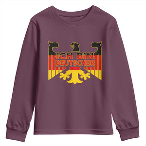Proud Germany Youth Sweatshirt Ich Bin Deutscher Bundesadler Coat of Arms TS11 Maroon Print Your Wear