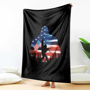Funny Bigfoot Night Stroll American Flag Throw Blanket Patriotic 4th July TS11 Print Your Wear