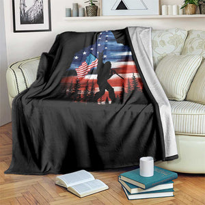 Funny Bigfoot Night Stroll American Flag Throw Blanket Patriotic 4th July TS11 Print Your Wear