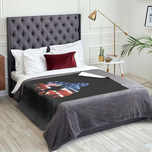 Funny Bigfoot Night Stroll American Flag Throw Blanket Patriotic 4th July TS11 Print Your Wear