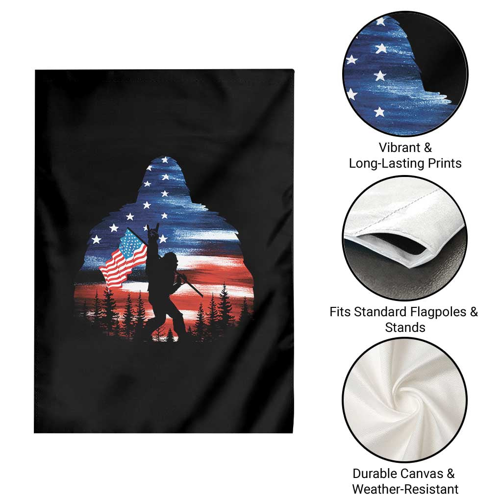 Funny Bigfoot Night Stroll American Flag Garden Flag Patriotic 4th July TS11 Print Your Wear