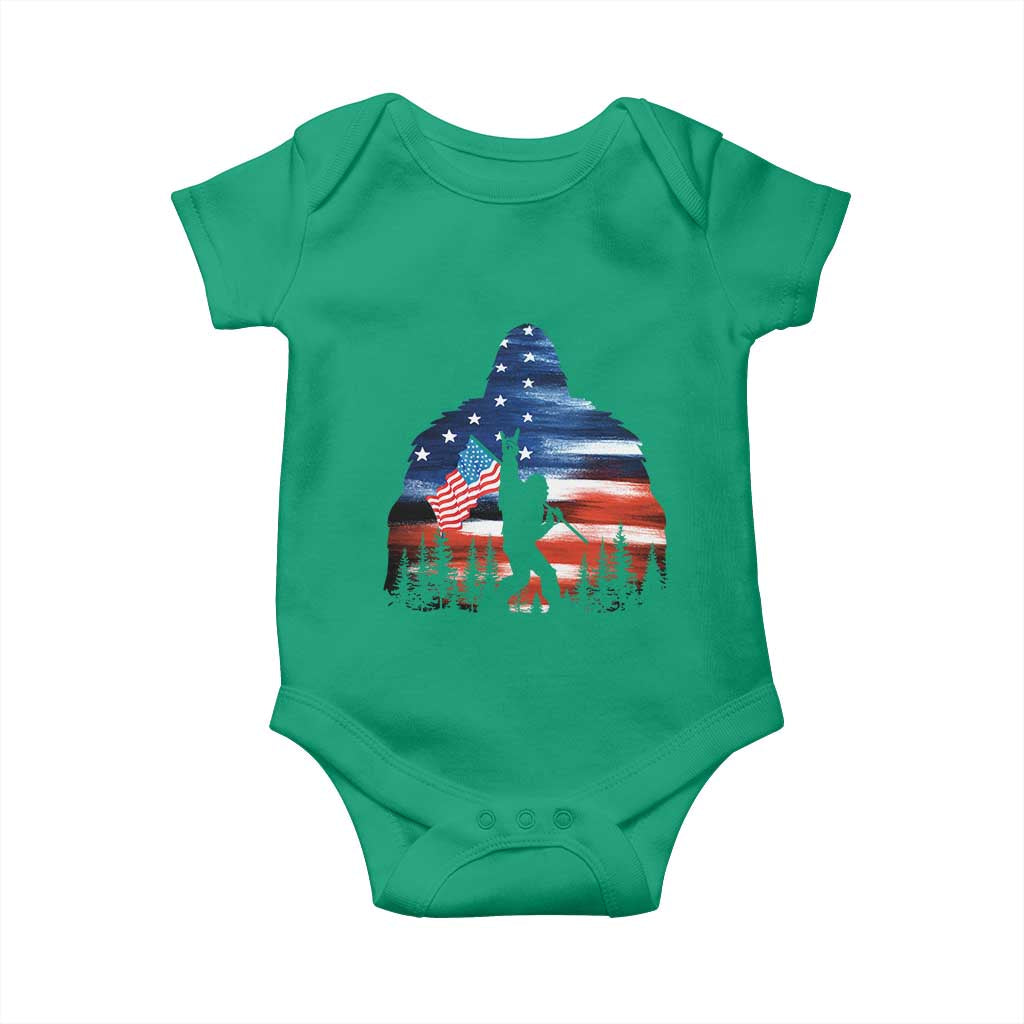 Funny Bigfoot Night Stroll American Flag Baby Onesie Patriotic 4th July TS11 Irish Green Print Your Wear