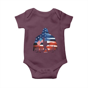 Funny Bigfoot Night Stroll American Flag Baby Onesie Patriotic 4th July TS11 Maroon Print Your Wear