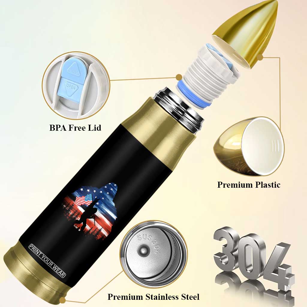 Funny Bigfoot Night Stroll American Flag Bullet Tumbler Patriotic 4th July TS11 Print Your Wear