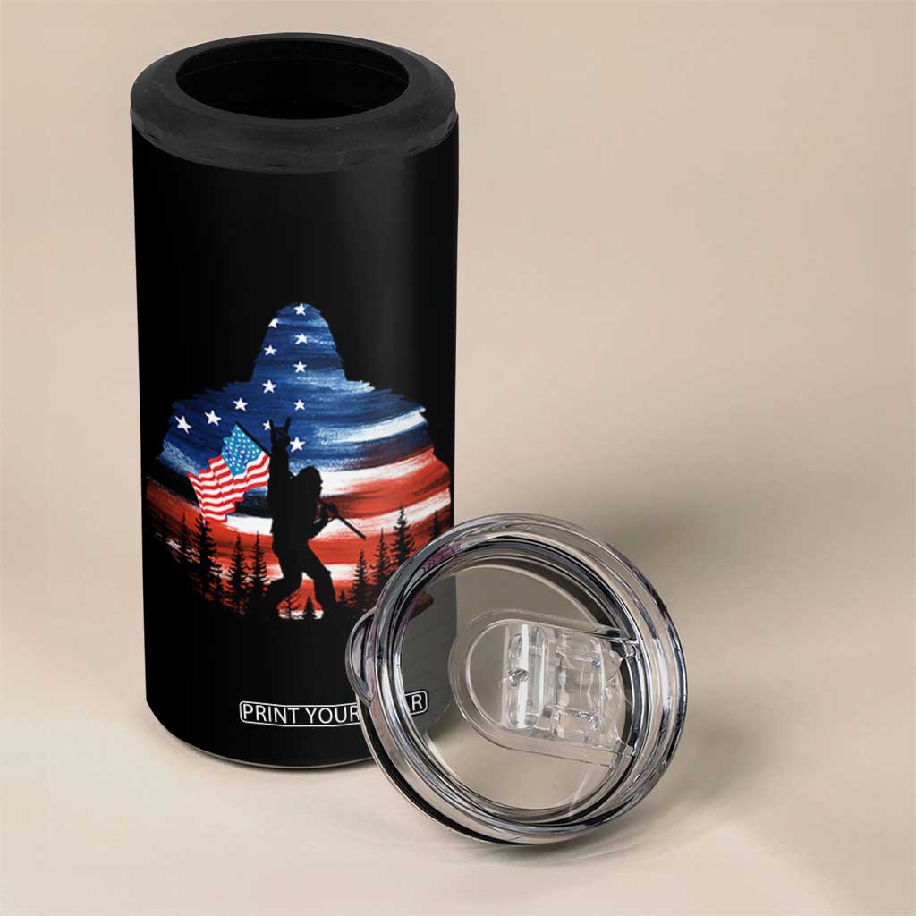 Funny Bigfoot Night Stroll American Flag 4 in 1 Can Cooler Tumbler Patriotic 4th July TS11 Print Your Wear