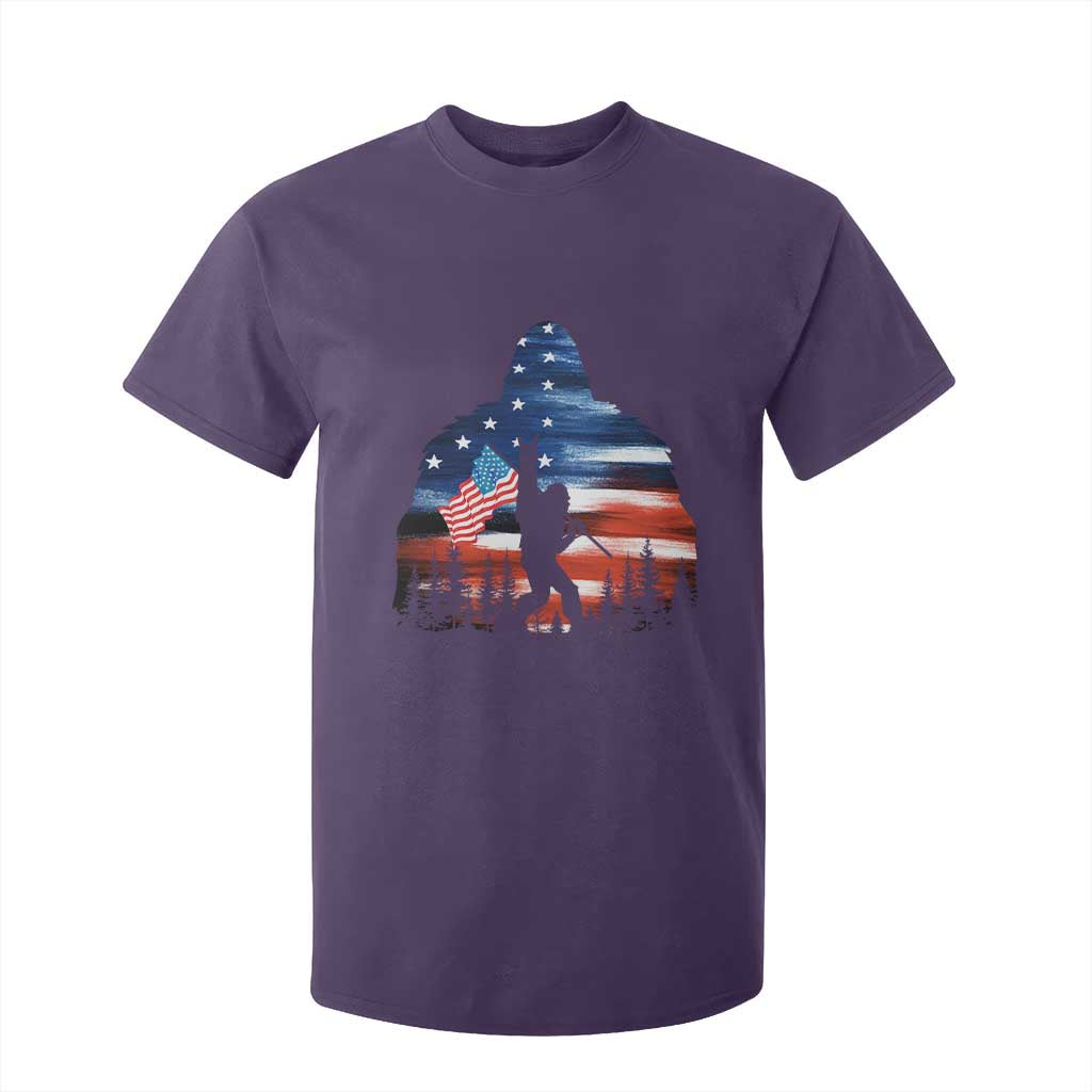Funny Bigfoot Night Stroll American Flag T Shirt For Kid Patriotic 4th July TS11 Purple Print Your Wear