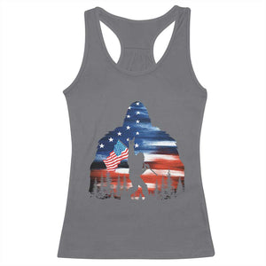 Funny Bigfoot Night Stroll American Flag Racerback Tank Top Patriotic 4th July TS11 Charcoal Print Your Wear