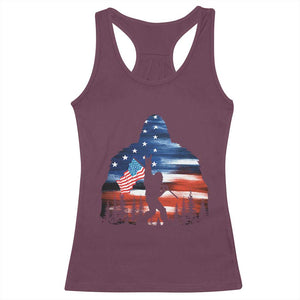 Funny Bigfoot Night Stroll American Flag Racerback Tank Top Patriotic 4th July TS11 Maroon Print Your Wear
