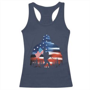 Funny Bigfoot Night Stroll American Flag Racerback Tank Top Patriotic 4th July TS11 Navy Print Your Wear