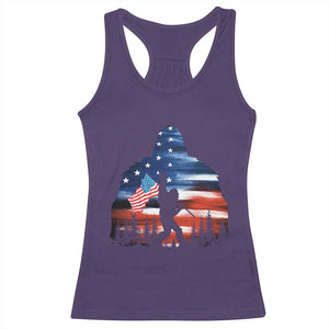 Funny Bigfoot Night Stroll American Flag Racerback Tank Top Patriotic 4th July TS11 Purple Print Your Wear