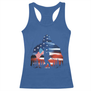 Funny Bigfoot Night Stroll American Flag Racerback Tank Top Patriotic 4th July TS11 Royal Blue Print Your Wear